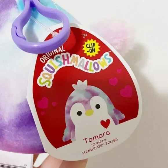 3.5" Squishmallow clip Samir blue Whale Heart Valentine's Day KellyToy Plush - Picture 2 of 4